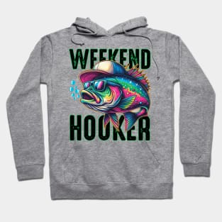 Weekend Hooker Colorful Fish Bass Fish Funny Dad Fishing Hoodie